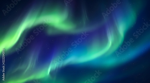 Abstract luminous aurora borealis gradient background with smooth waves