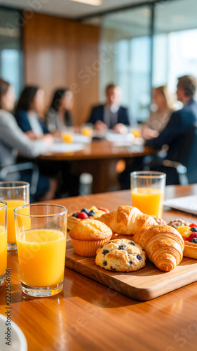 Board of pastries and juice for a productive business meeting