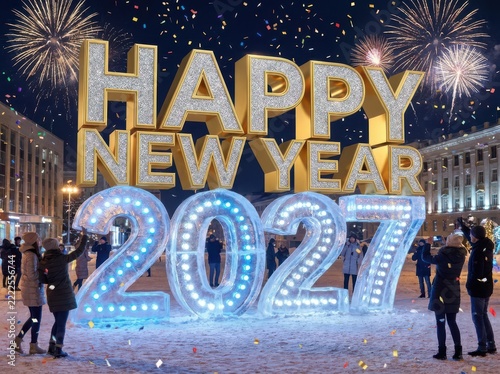 Happy new year 2022 celebration with fireworks