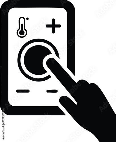 Hand adjusting temperature control panel