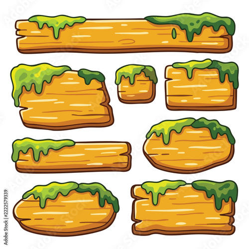 Wooden Signs with Moss Elements Set