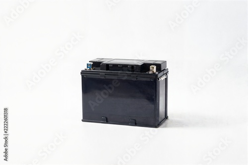 Black car battery isolated on white background with copy space