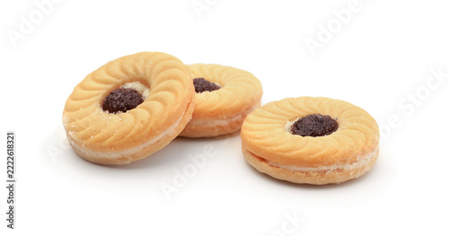 Several cookies isolated on white.