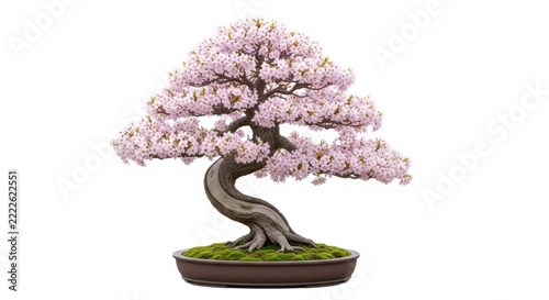 Flowering bonsai tree isolated on white background isolated on transparent background