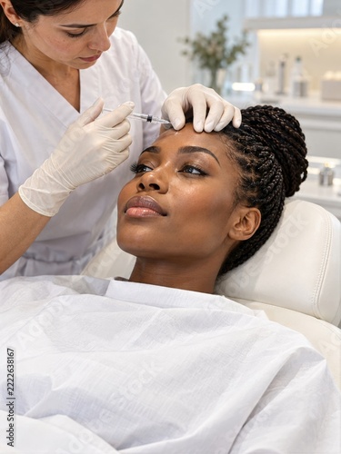 Facial Injection Procedure for a Woman in a Clean Beauty Clinic