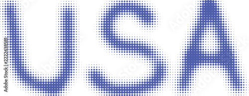 The letters usa written in a blue halftone dot pattern style