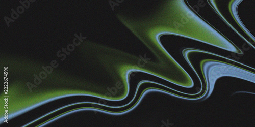 Green Blue Neon Wave Black Abstract Background