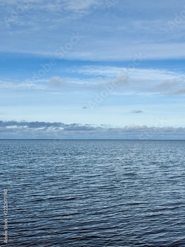 blue calm sea horizon, blue sea and blue sky, natural seascape background