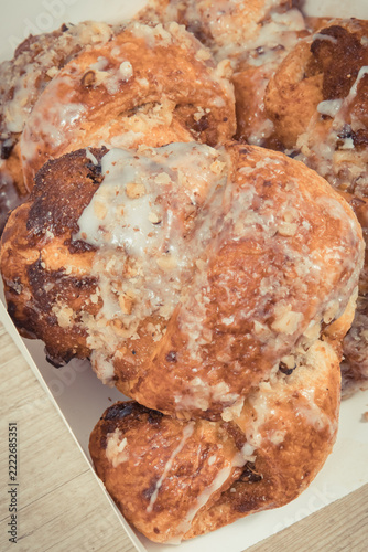 Traditional polish croissants with poppy seed filling, nuts and almonds. Dessert from polish city Poznan