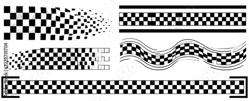 Checkered Racing Flag Pattern Elements Set
