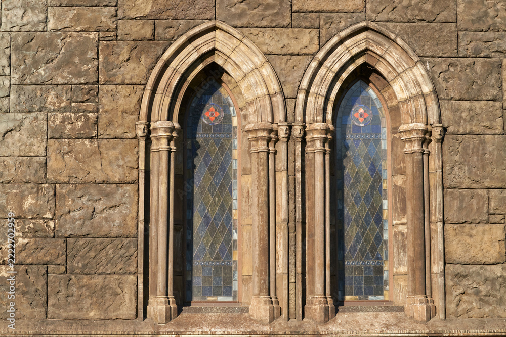 Fotografie Two lancet windows on the castle facade.