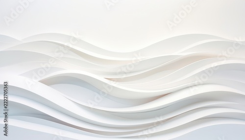 Abstract White Wave Forms: Elegant, flowing white waves create a serene and minimalist abstract design, suggesting calm water or gentle movement.