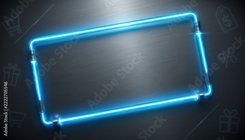 Neon Glow Frame: A modern and sleek neon light frame with a vibrant blue glow, perfect for displaying product information, promotional offers, or digital content with a futuristic flair.