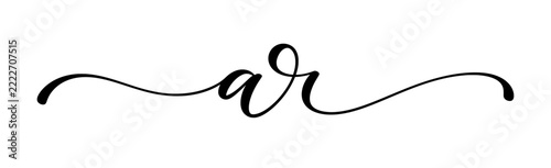 Elegant letter AR calligraphy monogram. Handwritten script initials isolated.