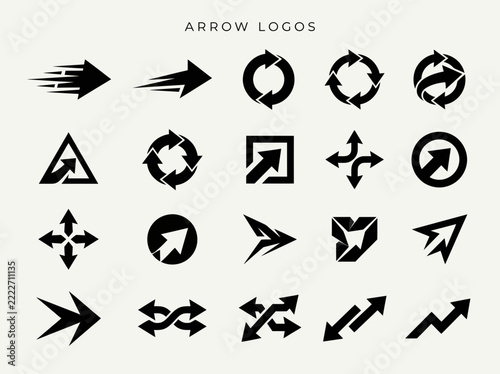Set of black arrow icons for UI design, app interface, and web development