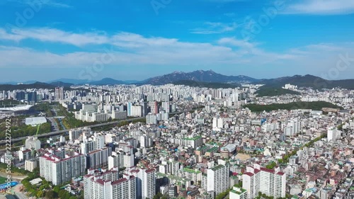 Aerial Drone View of Mangwon-dong Residential Area and Urban Alleyways in Mapo-gu, Seoul, South Korea
