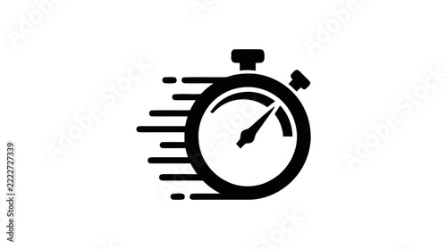 Vector illustration of fast stopwatch icon with motion speed lines on a transparent background