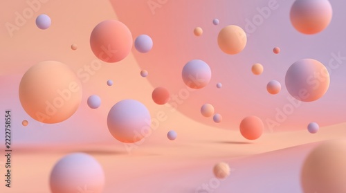 Minimalist 3D abstract background with soft floating pastel spheres 