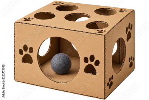 Corrugated Cardboard Cat Play Box with Peek Holes