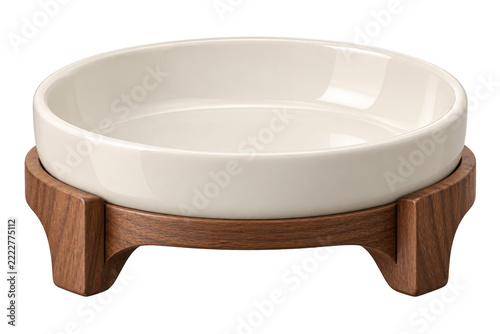 Whisker Friendly Shallow Cat Food Bowl on Wooden Stand