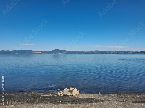 scenic and idyllic view of the shores of Lake Bracciano, near Anguillara Sabazia