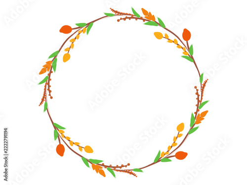 Autumn floral wreath isolated on transparent background  