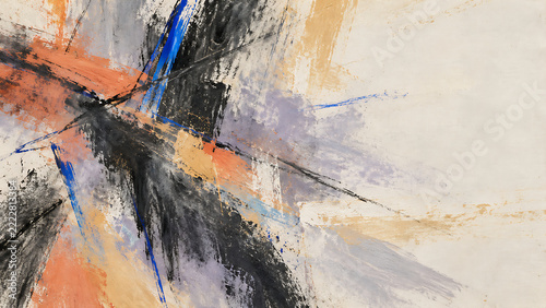 Charcoal Pastel Slashes on Chalk Cotton