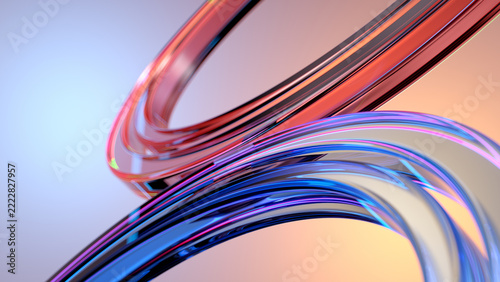 Abstract geometric background. Glass rings on a colorful background.