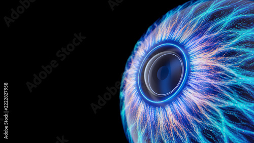 Digital EYE. Machine learning large language models. Collect data. AI - artificial intelligence and Big Data concept.