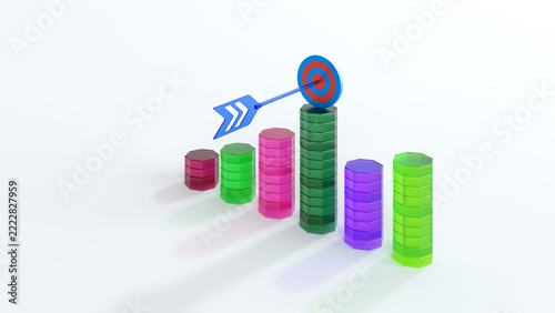 Abstract simple business graph. Arrow and target. Goal