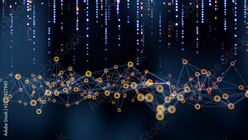 Machine learning large language models.Digital wave on black background. Collect data. AI - artificial intelligence and Big Data concept.