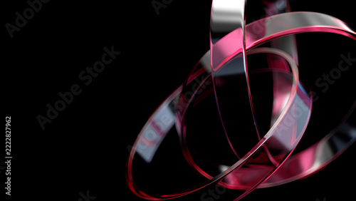 Abstract geometric background. Glass rings on a black background.