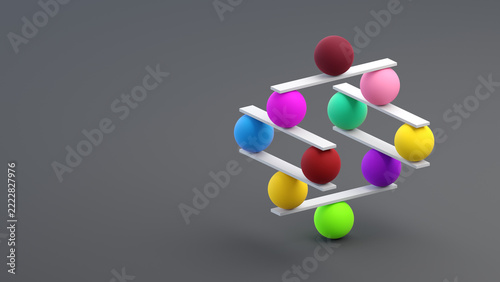 Color block tower with sphere elements. Teamwork. Webinars. copy space.