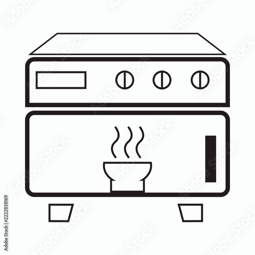 A simple line art icon of a bread oven.