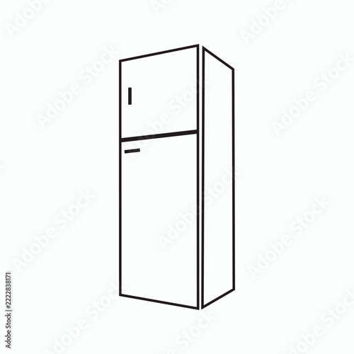 Simple line art illustration of a two door refrigerator.