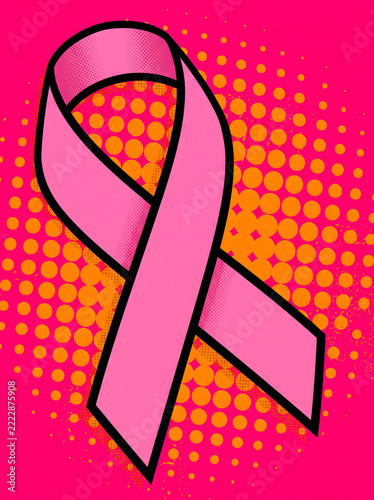Pink awareness ribbon pop art
