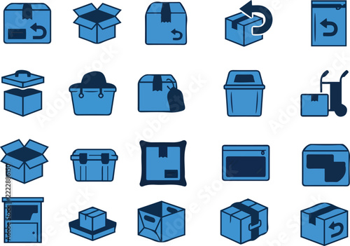 Return Parcel and Reverse Logistics Icon Collection