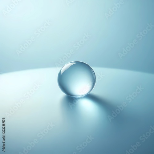 Clear Water Droplet on a Minimal Blue Surface