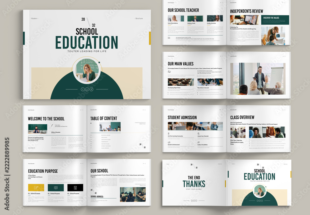 Union Pamphlets Examples Landscape Education School Brochure Landscape Template Stock Template | Adobe Stock