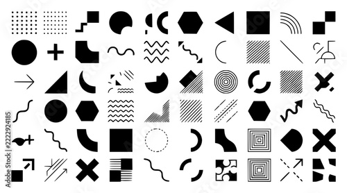 Minimalist vector illustration featuring a diverse collect set with simple line art design featuring simple design, minimalist, black and white with illustrations and graphics