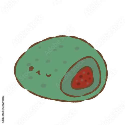 背景透過のもっちり手描きイラスト　3月素材　日本のひな祭り　草餅　顔あり