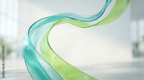 Clean Energy Background with Teal and Lime Flowing Ribbons