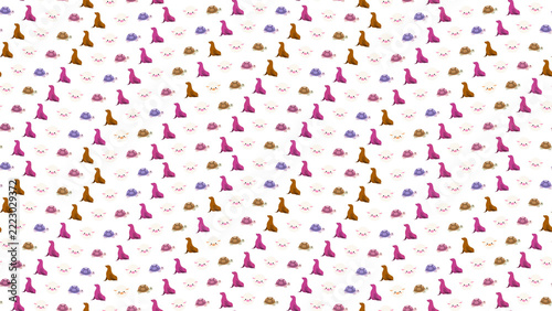 Cute cartoon animal pattern with seals, sheep, and turtles