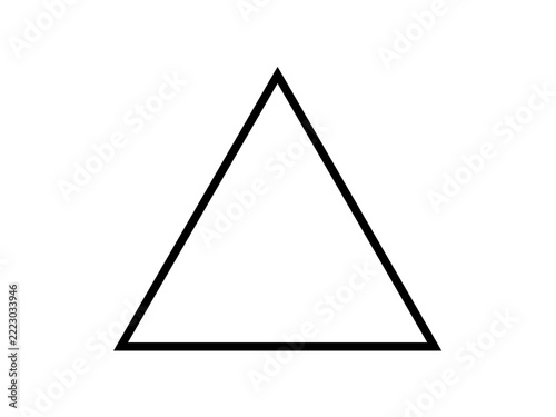 Triangle outline, geometric shape element, black
