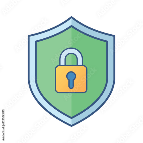 shield and lock flat icon symbol vector design