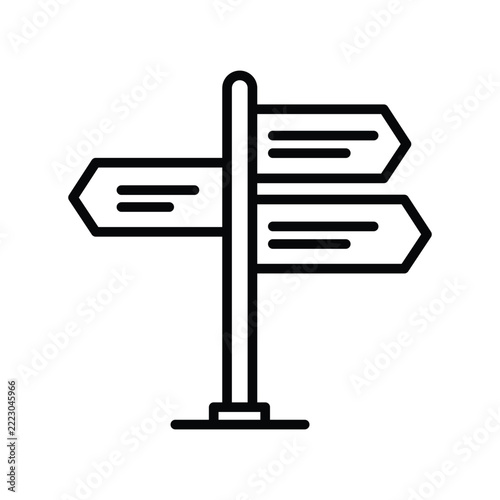 Outline signpost direction arrow icon.