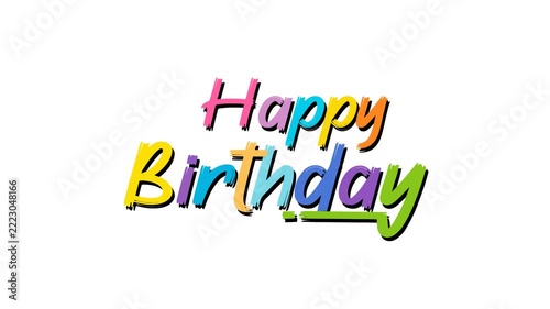Birthday intro card happy birthday with Colorful Typography transparent background. Alpha channel 4k