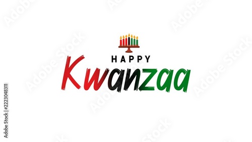 Kwanzaa Candles Burning animation. Happy Kwanzaa greeting with red, black, and green. Suitable for holiday greeting cards, social media posts, and festive designs