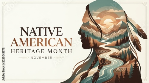 Native American Heritage Month silhouette portrait