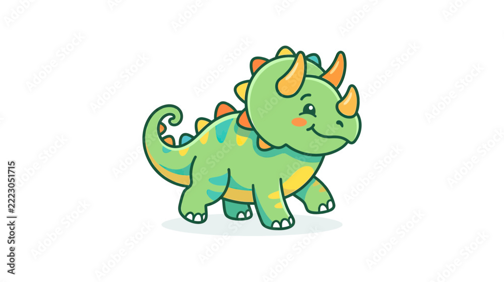 Obraz premium Cute Kawaii Dinosaur Illustration Isolated